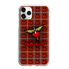 Чехол для iPhone 11 Pro матовый с принтом Смайлы Bon Jovi , Силикон |  | Тематика изображения на принте: bon jovi | бон | бон джови | глэм | группа | джови | джон | рок | хард