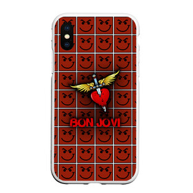 Чехол для iPhone XS Max матовый с принтом Смайлы Bon Jovi , Силикон | Область печати: задняя сторона чехла, без боковых панелей | bon jovi | бон | бон джови | глэм | группа | джови | джон | рок | хард