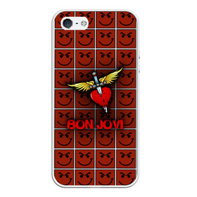 Чехол для iPhone 5/5S матовый с принтом Смайлы Bon Jovi , Силикон | Область печати: задняя сторона чехла, без боковых панелей | bon jovi | бон | бон джови | глэм | группа | джови | джон | рок | хард