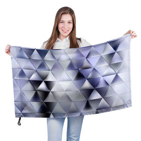 Флаг 3D с принтом Metallic triangles , 100% полиэстер | плотность ткани — 95 г/м2, размер — 67 х 109 см. Принт наносится с одной стороны | текстура | треугольник