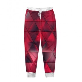 Мужские брюки 3D с принтом Dark Red , 100% полиэстер | манжеты по низу, эластичный пояс регулируется шнурком, по бокам два кармана без застежек, внутренняя часть кармана из мелкой сетки | red | геометрия | красный | треугольник