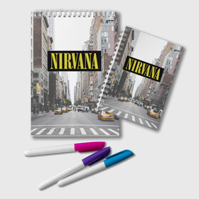 Блокнот с принтом Nirvana , 100% бумага | 48 листов, плотность листов — 60 г/м2, плотность картонной обложки — 250 г/м2. Листы скреплены удобной пружинной спиралью. Цвет линий — светло-серый
 | nirvana