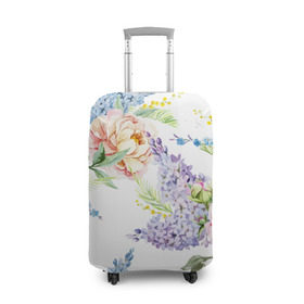 Чехол для чемодана 3D с принтом Сирень и Пионы , 86% полиэфир, 14% спандекс | двустороннее нанесение принта, прорези для ручек и колес | арт | краска | пион | пионы | прикольные | сирень | тропики | цветные | цветок | цветы