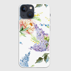 Чехол для iPhone 13 mini с принтом Сирень и Пионы ,  |  | арт | краска | пион | пионы | прикольные | сирень | тропики | цветные | цветок | цветы