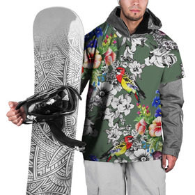 Накидка на куртку 3D с принтом Райский остров , 100% полиэстер |  | Тематика изображения на принте: арт | краска | попугаи | попугай | прикольные | рай | тропики | цветные | цветок | цветы