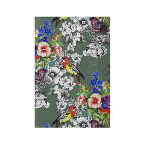 Обложка для паспорта матовая кожа с принтом Райский остров , натуральная матовая кожа | размер 19,3 х 13,7 см; прозрачные пластиковые крепления | арт | краска | попугаи | попугай | прикольные | рай | тропики | цветные | цветок | цветы