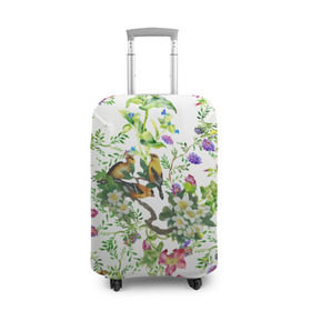 Чехол для чемодана 3D с принтом Райский остров , 86% полиэфир, 14% спандекс | двустороннее нанесение принта, прорези для ручек и колес | арт | краска | попугаи | попугай | прикольные | рай | тропики | цветные | цветок | цветы