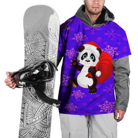 Накидка на куртку 3D с принтом Панда , 100% полиэстер |  | new year | santa | дед мороз | елка | елочки | новогодний | новый год | рождество | сантаклаус | снег | снежинки