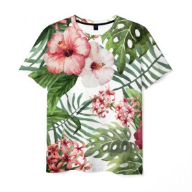 Мужская футболка 3D с принтом Таинственный остров , 100% полиэфир | прямой крой, круглый вырез горловины, длина до линии бедер | vppdgryphon | арт | краска | остров | тропики | цветные | цветок | цветы