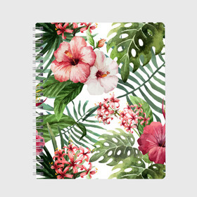 Тетрадь с принтом Таинственный остров , 100% бумага | 48 листов, плотность листов — 60 г/м2, плотность картонной обложки — 250 г/м2. Листы скреплены сбоку удобной пружинной спиралью. Уголки страниц и обложки скругленные. Цвет линий — светло-серый
 | vppdgryphon | арт | краска | остров | тропики | цветные | цветок | цветы
