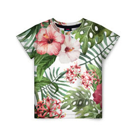 Детская футболка 3D с принтом Таинственный остров , 100% гипоаллергенный полиэфир | прямой крой, круглый вырез горловины, длина до линии бедер, чуть спущенное плечо, ткань немного тянется | vppdgryphon | арт | краска | остров | тропики | цветные | цветок | цветы