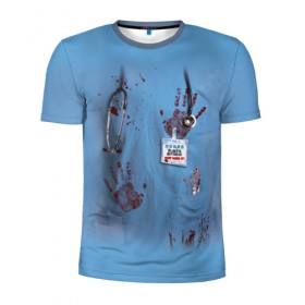 Мужская футболка 3D спортивная с принтом Костюм врача кровь , 100% полиэстер с улучшенными характеристиками | приталенный силуэт, круглая горловина, широкие плечи, сужается к линии бедра | больница | врач | доктор | клиника | кровь