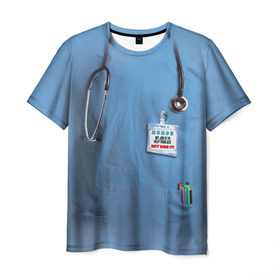 Мужская футболка 3D с принтом Костюм врача , 100% полиэфир | прямой крой, круглый вырез горловины, длина до линии бедер | больница | врач | градусник | доктор | интерн | клиника | медбрат | медсестра | поликлиника | стетоскоп | фонендоскоп