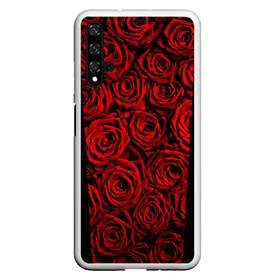 Чехол для Honor 20 с принтом RED ROSES КРАСНЫЕ РОЗЫ , Силикон | Область печати: задняя сторона чехла, без боковых панелей | букет | красный | лепестки | модные | полосы | природа | растения | розочки | розы | сад | тренды | цвет | цветы | черный