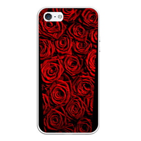 Чехол для iPhone 5/5S матовый с принтом RED ROSES КРАСНЫЕ РОЗЫ , Силикон | Область печати: задняя сторона чехла, без боковых панелей | букет | красный | лепестки | модные | полосы | природа | растения | розочки | розы | сад | тренды | цвет | цветы | черный