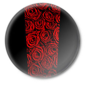 Значок с принтом Унисекс / Красные розы ,  металл | круглая форма, металлическая застежка в виде булавки | букет | красный | лепестки | модные | полосы | природа | растения | розочки | розы | сад | тренды | цвет | цветы | черный