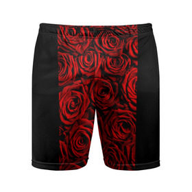 Мужские шорты 3D спортивные с принтом Унисекс / Красные розы ,  |  | Тематика изображения на принте: букет | красный | лепестки | модные | полосы | природа | растения | розочки | розы | сад | тренды | цвет | цветы | черный