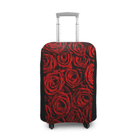 Чехол для чемодана 3D с принтом Унисекс / Красные розы , 86% полиэфир, 14% спандекс | двустороннее нанесение принта, прорези для ручек и колес | букет | красный | лепестки | модные | полосы | природа | растения | розочки | розы | сад | тренды | цвет | цветы | черный