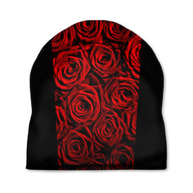 Шапка 3D с принтом Унисекс / Красные розы , 100% полиэстер | универсальный размер, печать по всей поверхности изделия | букет | красный | лепестки | модные | полосы | природа | растения | розочки | розы | сад | тренды | цвет | цветы | черный