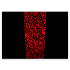 Поздравительная открытка с принтом Унисекс / Красные розы , 100% бумага | плотность бумаги 280 г/м2, матовая, на обратной стороне линовка и место для марки
 | букет | красный | лепестки | модные | полосы | природа | растения | розочки | розы | сад | тренды | цвет | цветы | черный
