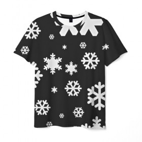 Мужская футболка 3D с принтом Снежинки , 100% полиэфир | прямой крой, круглый вырез горловины, длина до линии бедер | christmas | new year | santa | дед мороз | елка | елочки | новогодний | новый год | рождество | сантаклаус | снег | снежинки