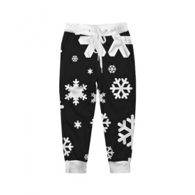 Детские брюки 3D с принтом Снежинки , 100% полиэстер | манжеты по низу, эластичный пояс регулируется шнурком, по бокам два кармана без застежек, внутренняя часть кармана из мелкой сетки | christmas | new year | santa | дед мороз | елка | елочки | новогодний | новый год | рождество | сантаклаус | снег | снежинки