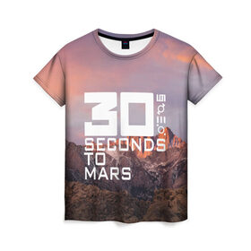 Женская футболка 3D с принтом 30 Seconds to Mars , 100% полиэфир ( синтетическое хлопкоподобное полотно) | прямой крой, круглый вырез горловины, длина до линии бедер | 