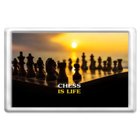 Магнит 45*70 с принтом Шахматы - это жизнь , Пластик | Размер: 78*52 мм; Размер печати: 70*45 | chess | game | sport | гроссмейстер | закат | игра | интеллект | солнце | спорт | фигура | шахматист | шахматы