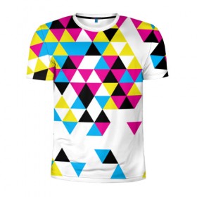 Мужская футболка 3D спортивная с принтом Broken mosaic , 100% полиэстер с улучшенными характеристиками | приталенный силуэт, круглая горловина, широкие плечи, сужается к линии бедра | геометрия | мозаика | текстура | треугольник