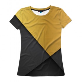 Женская футболка 3D с принтом Golden-black , 100% полиэфир ( синтетическое хлопкоподобное полотно) | прямой крой, круглый вырез горловины, длина до линии бедер | 