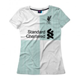 Женская футболка 3D с принтом Sturridge away 2018 , 100% полиэфир ( синтетическое хлопкоподобное полотно) | прямой крой, круглый вырез горловины, длина до линии бедер | apl | champions | daniel | england | league | liverpool | sturridge