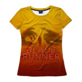 Женская футболка 3D с принтом Бегущий по лезвию , 100% полиэфир ( синтетическое хлопкоподобное полотно) | прямой крой, круглый вырез горловины, длина до линии бедер | 2049 | blade runner | bladerunner