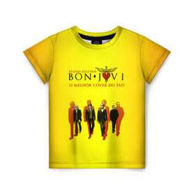 Детская футболка 3D с принтом Группа Bon Jovi , 100% гипоаллергенный полиэфир | прямой крой, круглый вырез горловины, длина до линии бедер, чуть спущенное плечо, ткань немного тянется | bon jovi | бон | бон джови | глэм | группа | джови | джон | рок | хард