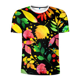 Мужская футболка 3D спортивная с принтом Осень , 100% полиэстер с улучшенными характеристиками | приталенный силуэт, круглая горловина, широкие плечи, сужается к линии бедра | листва | листья | яркие