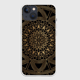 Чехол для iPhone 13 с принтом Золотая мандала ,  |  | орнамент | узоры | фрактал