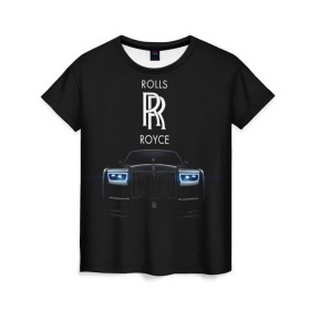Женская футболка 3D с принтом Rolls Royce phantom , 100% полиэфир ( синтетическое хлопкоподобное полотно) | прямой крой, круглый вырез горловины, длина до линии бедер | luxury | phantom | rich | rolls royce | rr | авто | автомобили | бренд | известные | логотип | машина | надписи | огни | ролс ройс | роскошь | тень | фары | черный