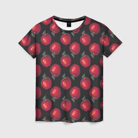 Женская футболка 3D с принтом Яблочки , 100% полиэфир ( синтетическое хлопкоподобное полотно) | прямой крой, круглый вырез горловины, длина до линии бедер | 