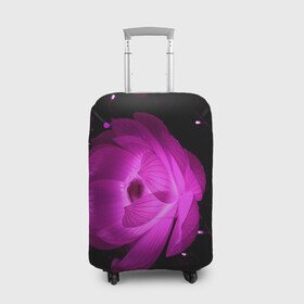 Чехол для чемодана 3D с принтом Цветок , 86% полиэфир, 14% спандекс | двустороннее нанесение принта, прорези для ручек и колес | лепестки | модные | природа | растения | розовый | тренды | фон | цвет | цветок | цветы | черный