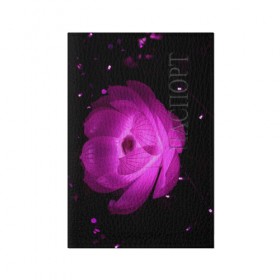 Обложка для паспорта матовая кожа с принтом Цветок , натуральная матовая кожа | размер 19,3 х 13,7 см; прозрачные пластиковые крепления | лепестки | модные | природа | растения | розовый | тренды | фон | цвет | цветок | цветы | черный