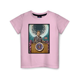 Детская футболка хлопок с принтом Джон Кеннеди , 100% хлопок | круглый вырез горловины, полуприлегающий силуэт, длина до линии бедер | Тематика изображения на принте: apollo | nasa | usa | аполлон | высадка на луну | космическая гонка | луна | лунная программа | наса | президент америки | сша
