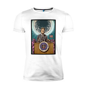 Мужская футболка премиум с принтом Джон Кеннеди , 92% хлопок, 8% лайкра | приталенный силуэт, круглый вырез ворота, длина до линии бедра, короткий рукав | apollo | nasa | usa | аполлон | высадка на луну | космическая гонка | луна | лунная программа | наса | президент америки | сша