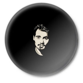 Значок с принтом Джонни Депп ,  металл | круглая форма, металлическая застежка в виде булавки | Тематика изображения на принте: johnny depp