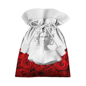 Подарочный 3D мешок с принтом Унисекс / Snake roses girl , 100% полиэстер | Размер: 29*39 см | букет | веты | красный | лепестки | модные | полосы | природа | растения | розочки | розы | сад | тренды | цвет | черный