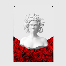 Постер с принтом Унисекс / Snake roses girl , 100% бумага
 | бумага, плотность 150 мг. Матовая, но за счет высокого коэффициента гладкости имеет небольшой блеск и дает на свету блики, но в отличии от глянцевой бумаги не покрыта лаком | букет | веты | красный | лепестки | модные | полосы | природа | растения | розочки | розы | сад | тренды | цвет | черный