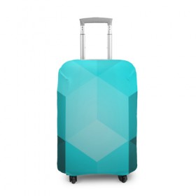 Чехол для чемодана 3D с принтом Neon Cube , 86% полиэфир, 14% спандекс | двустороннее нанесение принта, прорези для ручек и колес | Тематика изображения на принте: бирюзовый | геометрия | кубы | яркий