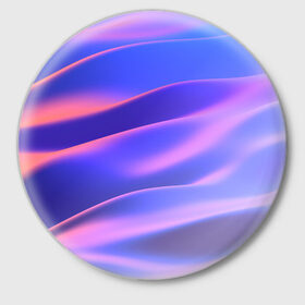 Значок с принтом Water Colors ,  металл | круглая форма, металлическая застежка в виде булавки | абстракция | вода.цветные | волны | краски | море | радужные | розовый | синий | фиолетовый | цвет | цвета | яркие