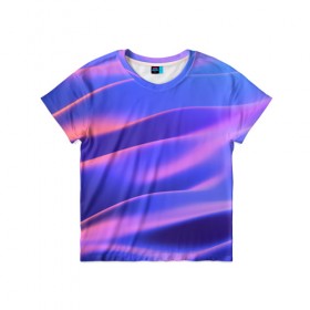 Детская футболка 3D с принтом Water Colors , 100% гипоаллергенный полиэфир | прямой крой, круглый вырез горловины, длина до линии бедер, чуть спущенное плечо, ткань немного тянется | Тематика изображения на принте: абстракция | вода.цветные | волны | краски | море | радужные | розовый | синий | фиолетовый | цвет | цвета | яркие