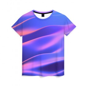 Женская футболка 3D с принтом Water Colors , 100% полиэфир ( синтетическое хлопкоподобное полотно) | прямой крой, круглый вырез горловины, длина до линии бедер | абстракция | вода.цветные | волны | краски | море | радужные | розовый | синий | фиолетовый | цвет | цвета | яркие