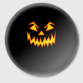 Значок с принтом Halloween ,  металл | круглая форма, металлическая застежка в виде булавки | 31 октября | halloween | арт | монстр | праздник | рожица | тыква | хэллоуин