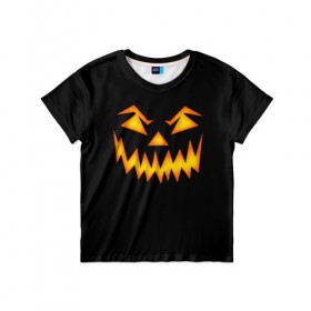 Детская футболка 3D с принтом Halloween , 100% гипоаллергенный полиэфир | прямой крой, круглый вырез горловины, длина до линии бедер, чуть спущенное плечо, ткань немного тянется | 31 октября | halloween | арт | монстр | праздник | рожица | тыква | хэллоуин